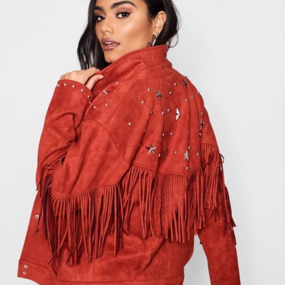 Boohoo Jackets & Blazers - NWT Boohoo Faye Suedette Fringe Jacket SZ 4